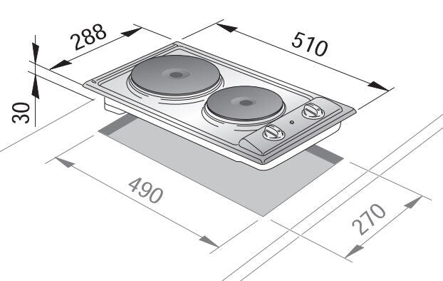 De’Longhi I 23-2 ER piano cottura Acciaio inossidabile Da incasso 30 cm Piastra sigillata 2 Fornello(i)