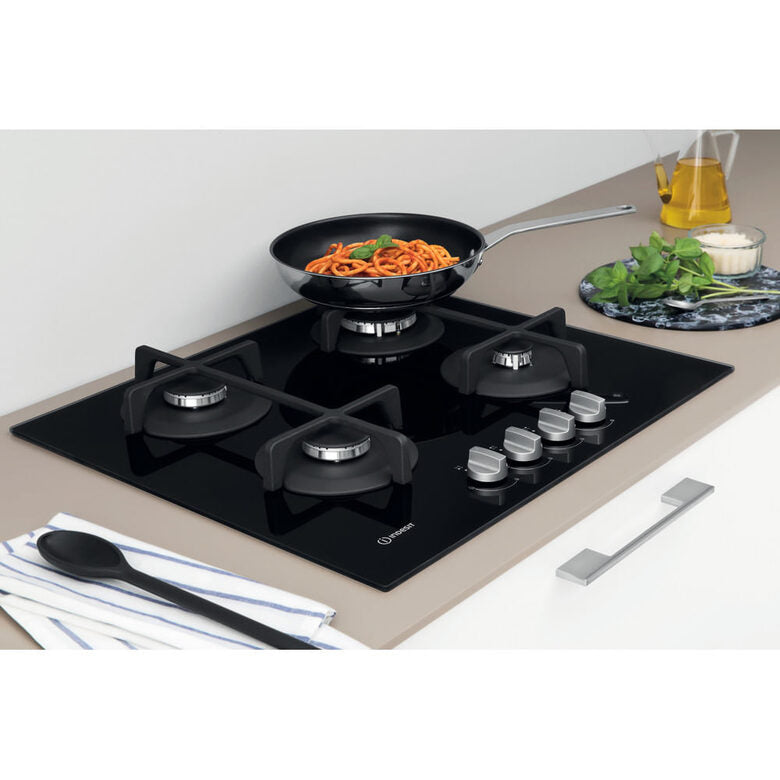 Indesit ING 61T/BK Nero Da incasso 59 cm Gas 4 Fornello(i)