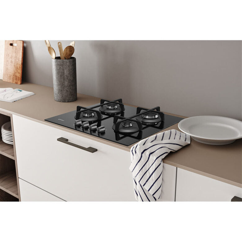 Indesit ING 61T/BK Nero Da incasso 59 cm Gas 4 Fornello(i)