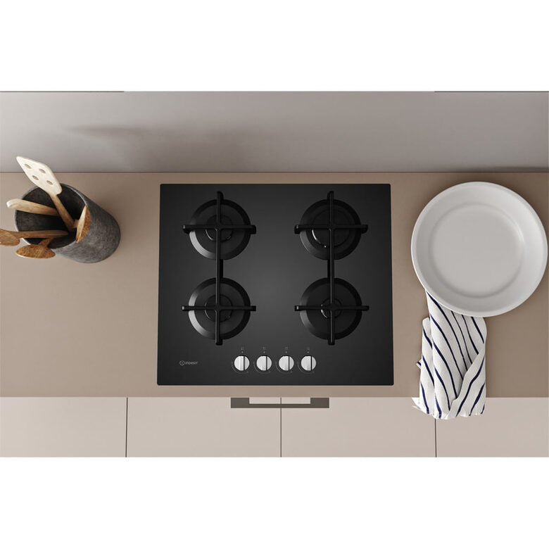 Indesit ING 61T/BK Nero Da incasso 59 cm Gas 4 Fornello(i)