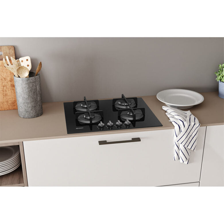 Indesit ING 61T/BK Nero Da incasso 59 cm Gas 4 Fornello(i)