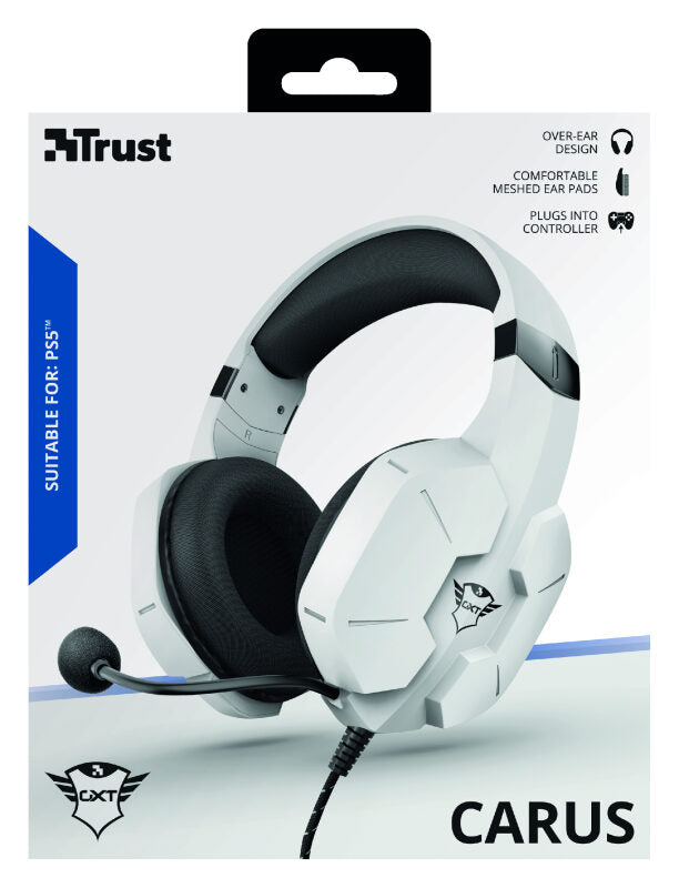 Trust GXT 323W Carus Auricolare Cablato A Padiglione Giocare Bianco