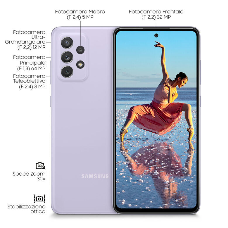 Samsung Galaxy A72 4G A72 128 GB Display 6.7” FHD+ Super AMOLED Awesome Violet