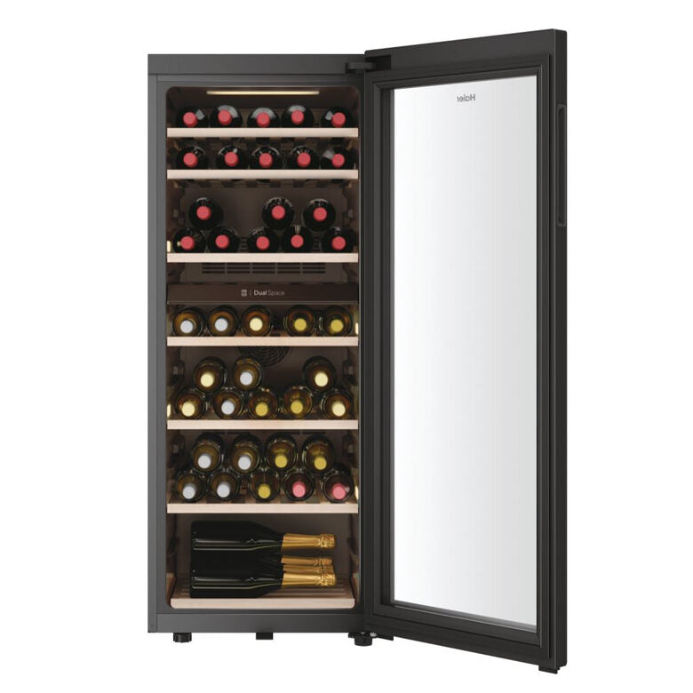 Haier Wine Bank 50 Serie 7 HWS77GDAU1 Cantinetta vino con compressore Libera installazione Nero 77 bottiglia/bottiglie