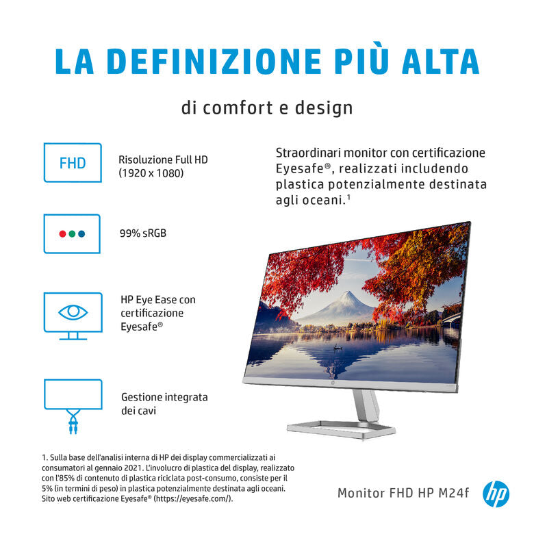 HP M24f 60,5 cm (23.8") 1920 x 1080 Pixel Full HD Nero, Argento