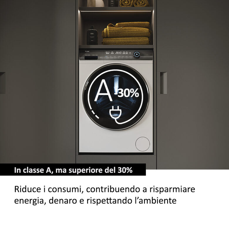 Haier HW110-B14979EU1IT I-Pro Serie 7 Plus Lavatrice A Libera Installazione 11 Kg, 1400 Giri, Classe A-30%, Bianco