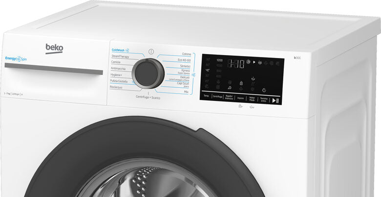Beko BMWSU4721A Lavatrice Slim A Libera Installazione 7 Kg, 1200 Giri, EnergySpin, Ironfast, Vapore Igienizzante SteamCure™, AutoClean, Classe A, Bianco