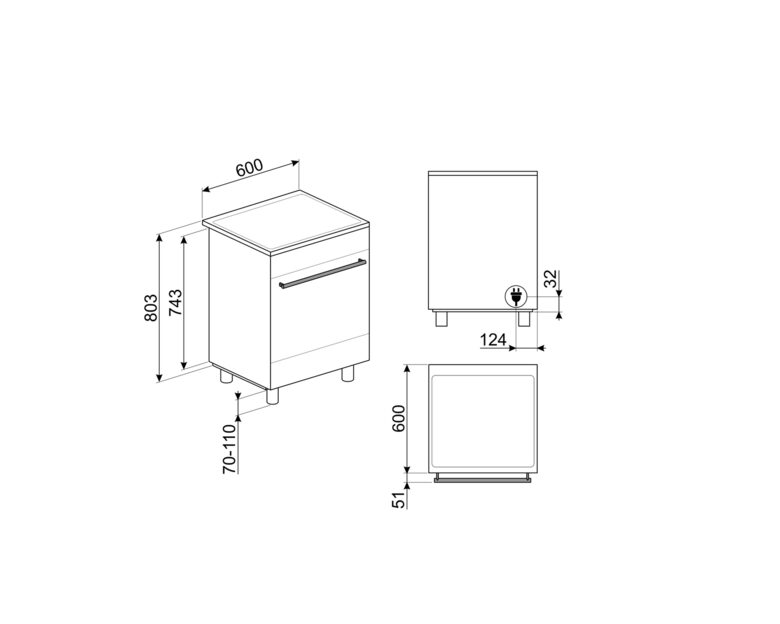 Smeg Cucina con piano cottura Induzione 60x60 cm C6IMXM2 CLASSE A