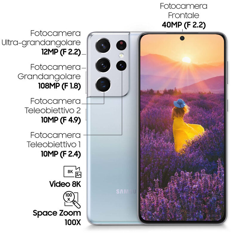 Samsung Galaxy S21 Ultra 5G 256 GB Display 6.8" Dynamic AMOLED 2X Phantom Silver