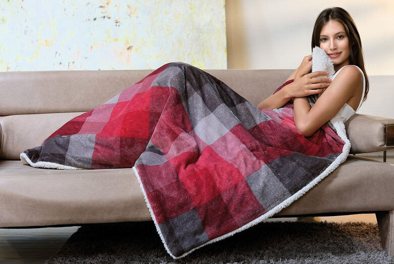 Imetec 16678 coperta/cuscino elettrico Coperta elettrica 150 W Grigio, Rosso, Bianco Tessuto, Felpato, Velluto