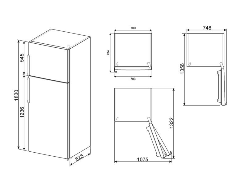 Smeg FD70EN4HM Frigorifero Combinato A Libera Installazione, No Frost, Controllo Elettronico Della Temperatura, Classe E, Beige