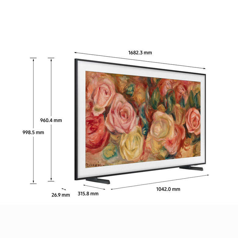 Samsung QE75LS03DAUXZT Televisione Smart TV 75 Pollici Qled 4K The Frame Black Matte Display Processore Quantum 4K Modern Frame Design Dolby Atmos