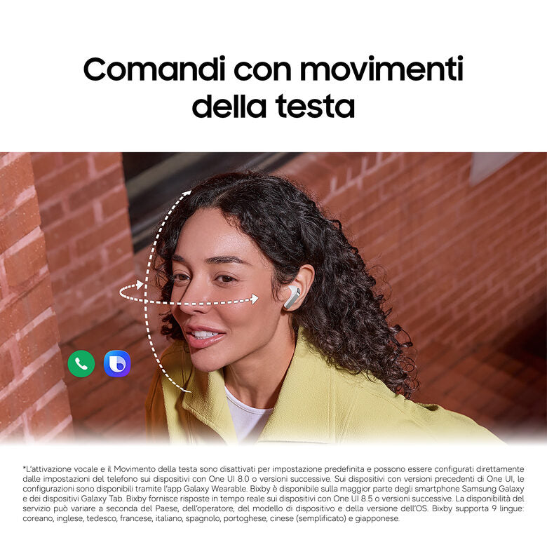 Samsung Galaxy Buds4, White, Corpo in metallo, Altoparlante a 1 via, equalizzatore adattivo, Chiamate cristalline, Audio a 360°, ANC, Controllo adattivo del rumore Connessione senza interruz