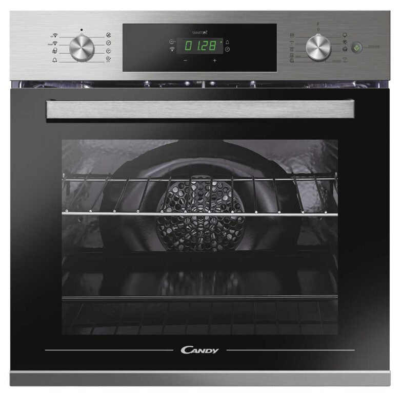 Candy FSCTX886 Smart Steam WIFI Forno Elettrico Multifunzione da Incasso, 70 L, Autopulente, Connesso, Wi-Fi + BLE, Classe A, 59,5x56,8x59,5 cm, Inox [Classe di efficienza energetica A]
