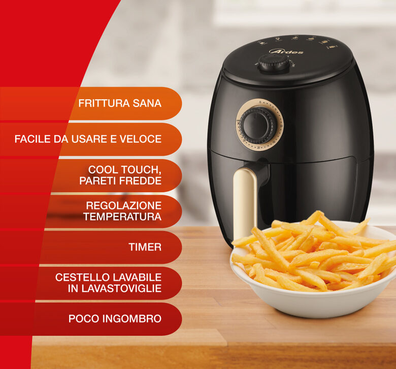 Ardes Eldorada Mini Singolo 2 L Indipendente 1000 W Friggitrice ad aria calda Nero