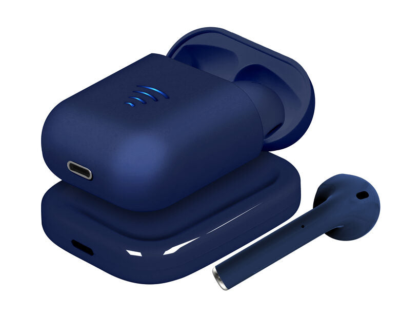 Area Stone C100+ - Auricolari a capsula con custodia di ricarica + Base di ricarica wireless, Blu