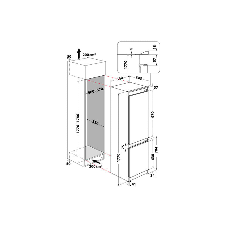 Whirlpool WHC18 T332 frigorifero con congelatore Da incasso 250 L E Bianco