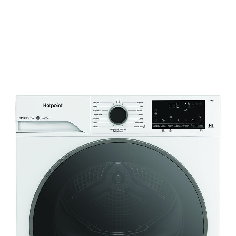 Hotpoint Ariston HPT 96D BS IT Asciugatrice A Libera Installazione 9 Kg, Pompa Di Calore Délica, PetHairCare, Classe A, Bianco