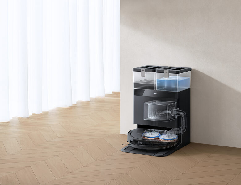 Ecovacs DEEBOT T50 OMNI Gen3, Robot aspirapolvere lavapavimenti, 25.000 Pa, spazzola laterale e mocio a estensione, ZeroTangle 3.0, AIVI 3D 3.0, stazione OMNI All-in-One, lavaggio a 75 °C, 81 mm, Nero