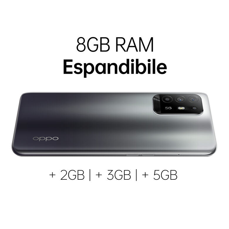 OPPO A94 5G A94 Smartphone 5G, 173g, Display 6.43" FHD+ AMOLED, 4 Fotocamere 48MP, RAM 8GB ESPANDIBILE FINO A 13GB+ROM 128GB, Batteria 4310mAh, Ricarica VOOC 30W, Dual Sim, [Versione Italian