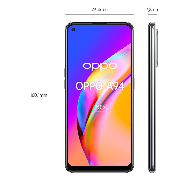 OPPO A94 5G A94 Smartphone 5G, 173g, Display 6.43" FHD+ AMOLED, 4 Fotocamere 48MP, RAM 8GB ESPANDIBILE FINO A 13GB+ROM 128GB, Batteria 4310mAh, Ricarica VOOC 30W, Dual Sim, [Versione Italian