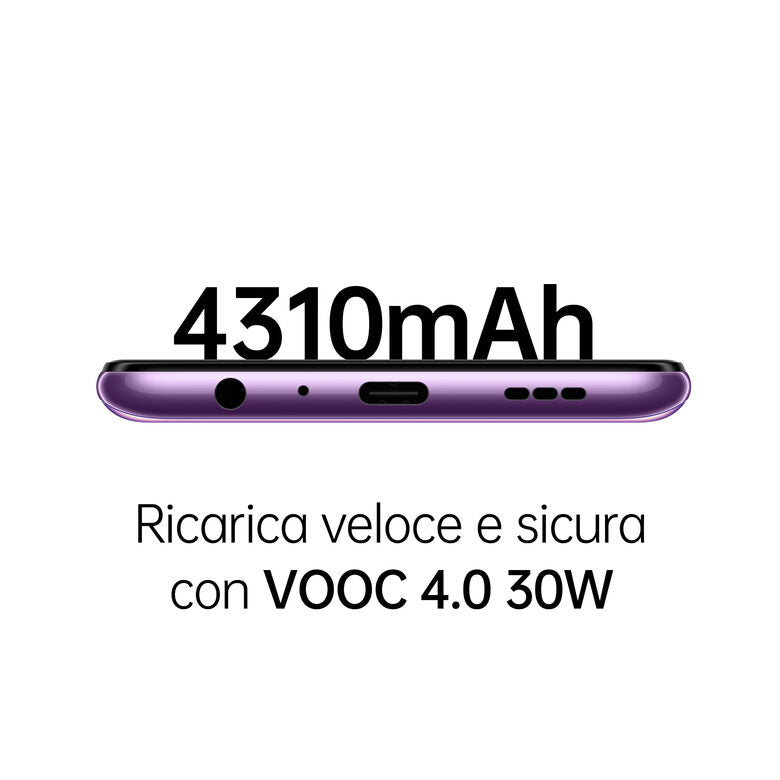 OPPO A94 5G A94 Smartphone 5G, 173g, Display 6.43" FHD+ AMOLED, 4 Fotocamere 48MP, RAM 8GB ESPANDIBILE FINO A 13GB+ROM 128GB, Batteria 4310mAh, Ricarica VOOC 30W, Dual Sim, [Versione Italian