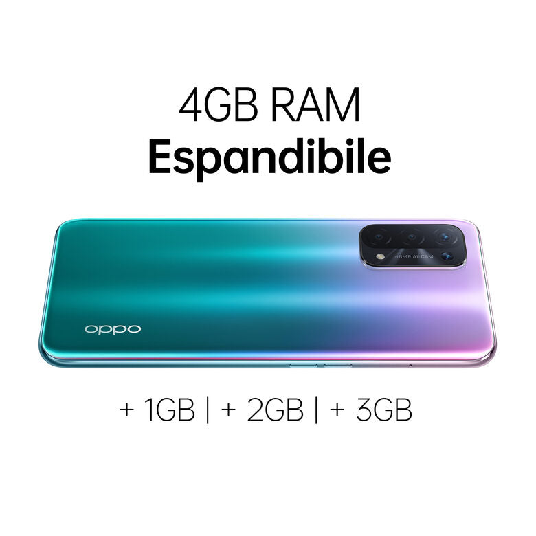OPPO A54 5G A54 Smartphone 5G, 193g, Display 6.5" FHD+ 90Hz, 4 Fotocamere 48MP, RAM 4GB+ROM 64GB, Batteria 5000mAh, Ricarica rapida, Dual Sim, [Versione Italiana], Fantastic Purple