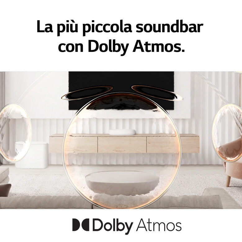 LG Eclair QP5 Soundbar compatta 320W 3.1.2 canali Dolby Atmos DTS:X - Bianca