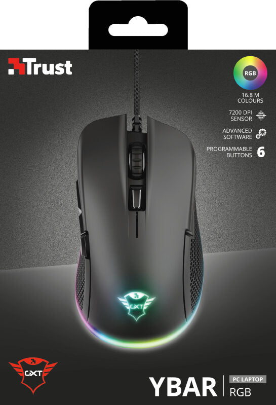 Trust GXT 922 YBAR mouse Mano destra USB tipo A Meccanico 7200 DPI
