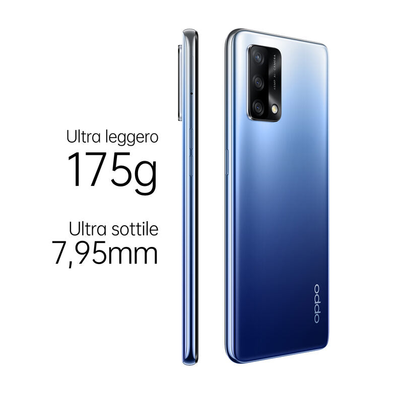 OPPO A74 Smartphone, 175g, Display 6.43" FHD+ AMOLED, 4 Fotocamere 48MP, RAM 6GB ESPANDIBILE FINO A 11GB+ROM 128GB, Batteria 5000mAh, Ricarica rapida, Dual Sim, [Versione Italiana], Midnight