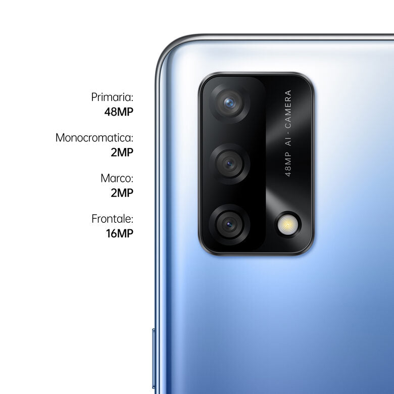 OPPO A74 Smartphone, 175g, Display 6.43" FHD+ AMOLED, 4 Fotocamere 48MP, RAM 6GB ESPANDIBILE FINO A 11GB+ROM 128GB, Batteria 5000mAh, Ricarica rapida, Dual Sim, [Versione Italiana], Midnight