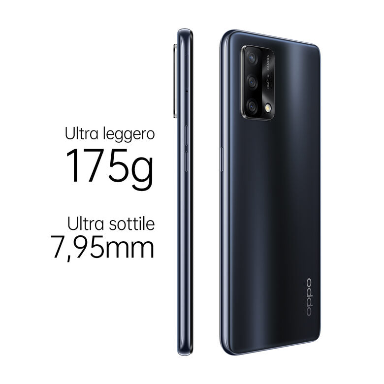 OPPO A74 Smartphone, 175g, Display 6.43" FHD+ AMOLED, 4 Fotocamere 48MP, RAM 6GB ESPANDIBILE FINO A 11GB+ROM 128GB, Batteria 5000mAh, Ricarica rapida, Dual Sim, [Versione Italiana], Prism Bl