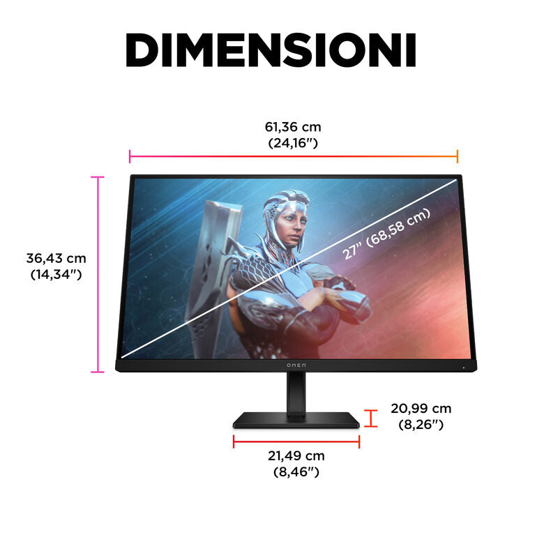 HP OMEN by HP Monitor da gaming OMEN by 27" FHD 165 Hz – OMEN 27