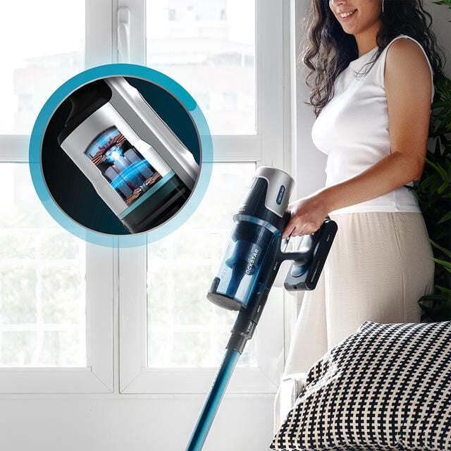 Cecotec Conga Rockstar RS50 Aspirapolvere elettrica Batteria Secco Sacchetto per la polvere 0,5 L 400 W Nero, Blu 2200 Ah