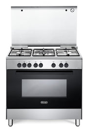 De' Longhi FMX96SG Cucina a Gas Libera installazione 90cm 5 fuochi con forno elettronico ventilato con 83l Inox/Nero