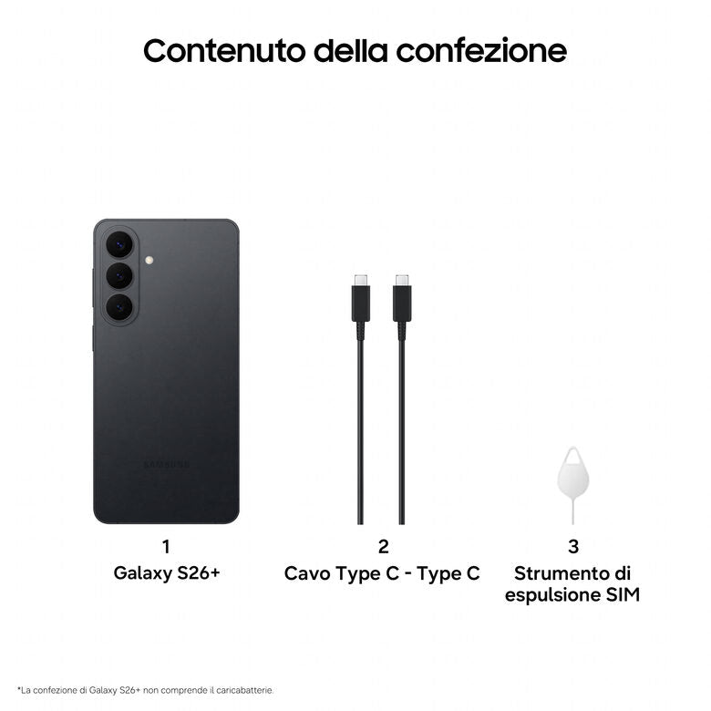 Samsung Galaxy S26+ Smartphone AI, 256GB, Processore avanzato, Assistente Foto, Creative Studio, Camera 50 MP, 4900 mAh, Black