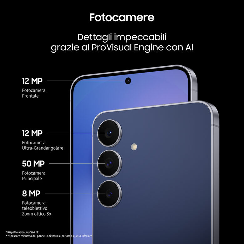 Samsung Galaxy S25 FE, Smartphone AI, Display Dynamic AMOLED 2X 6.7'', Fotocamera 50MP, 8GB RAM, 256GB, Batteria 4.900 mAh, Navy