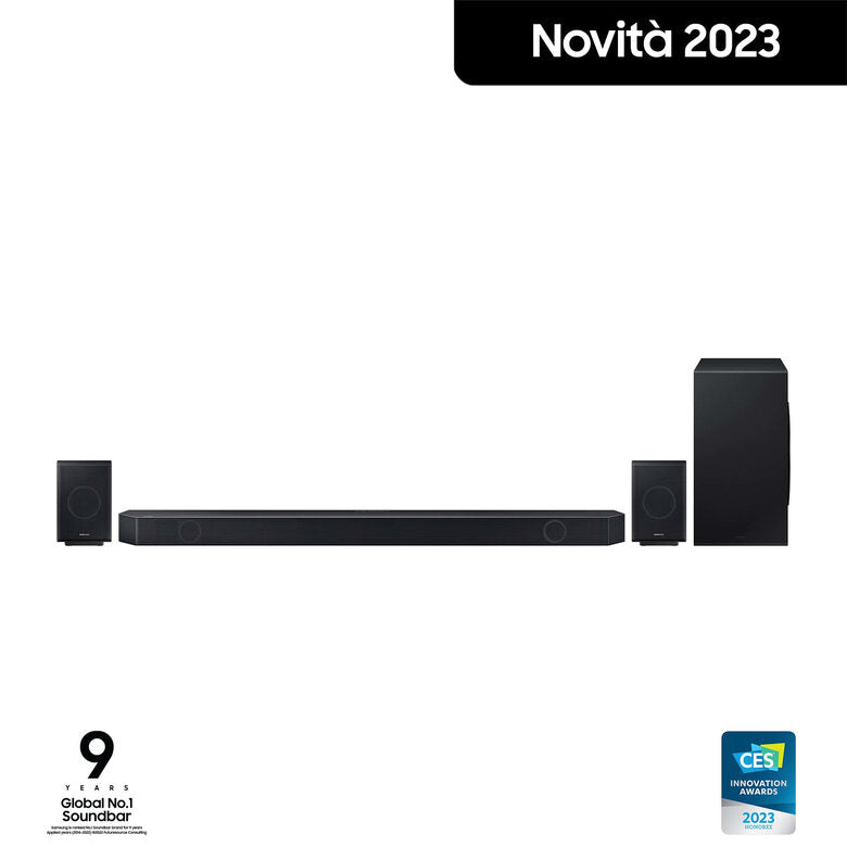 Samsung Soundbar HW-Q990C/ZF Serie Q, 22 speaker, Wireless Dolby Atmos, Audio a 11.1.4 canali, Q-Simphony, Compatibile con Alexa e Google Assistant, Black