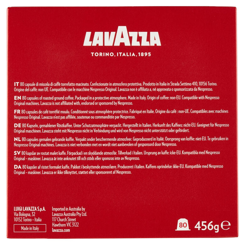 Lavazza Capsule Compatibili Nespresso Qualità Rossa, 80 Capsule