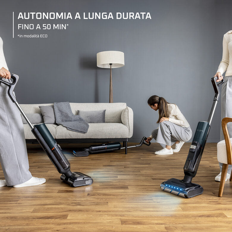 Rowenta X-Clean 7 , Lavapavimenti Senza Fili, Autonomia 50', Tecnologia Smart, Assistente Vocale, Autopulizia e Asciugatura, Luci Led, Pulizia Bordi, GZ5736