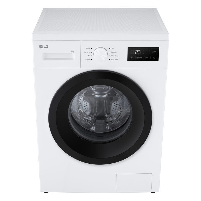 LG F4NA10S8NWK Lavatrice slim 8kg, Classe A, 1400 giri, Programma igiene con vapore, Top rimovibile, White