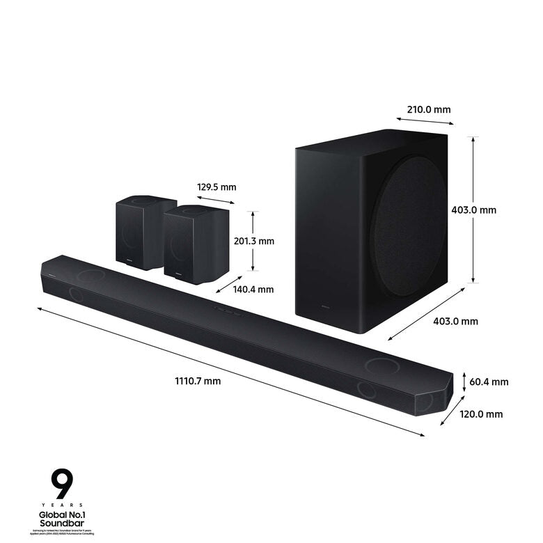 Samsung Soundbar HW-Q930C/ZF Serie Q, 17 speaker, Wireless Dolby Atmos, Audio a 9.1.4 canali, Q-Simphony, Compatibile con Alexa e Google Assistant, Black