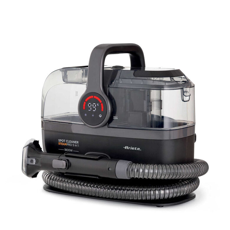 Ariete 2484 Spot Cleaner Steam PRO 5in1, Lavatappeti e pulitore a vapore, Elimina macchie da interni Auto, Divani, Moquette, Materassi, tappeti, 1800W, 3 modalità di pulizia, Elevata potenza