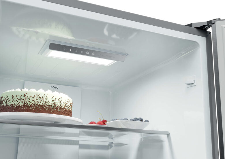 Haier HTR3518ENMX Frigorifero Combinato A Libera Installazione, No Frost, Tecnologia Haier Air Surround, Cassetti Direct Access, Classe E, Acciaio Inox