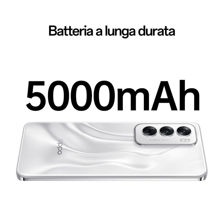 OPPO Reno12 5G AI Smartphone, Tripla fotocamera 50+8+2MP, Selfie 32MP, Display 6.7” 120HZ AMOLED FHD+, 5000mAh, RAM 12GB(Esp4GB/8GB/12GB)+ROM 256GB, [Versione Italia], Astro Silver