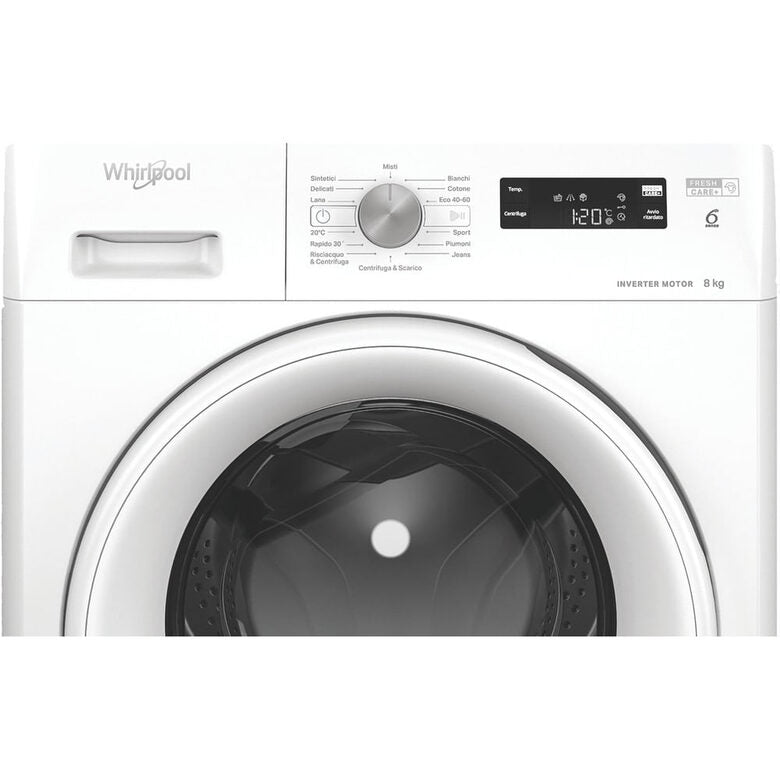 Whirlpool  FFS P87 IT Lavatrice A Libera Installazione 8 Kg, 1200 Giri, Classe A-10%, Bianco, Inverter Display Vapore Refresh