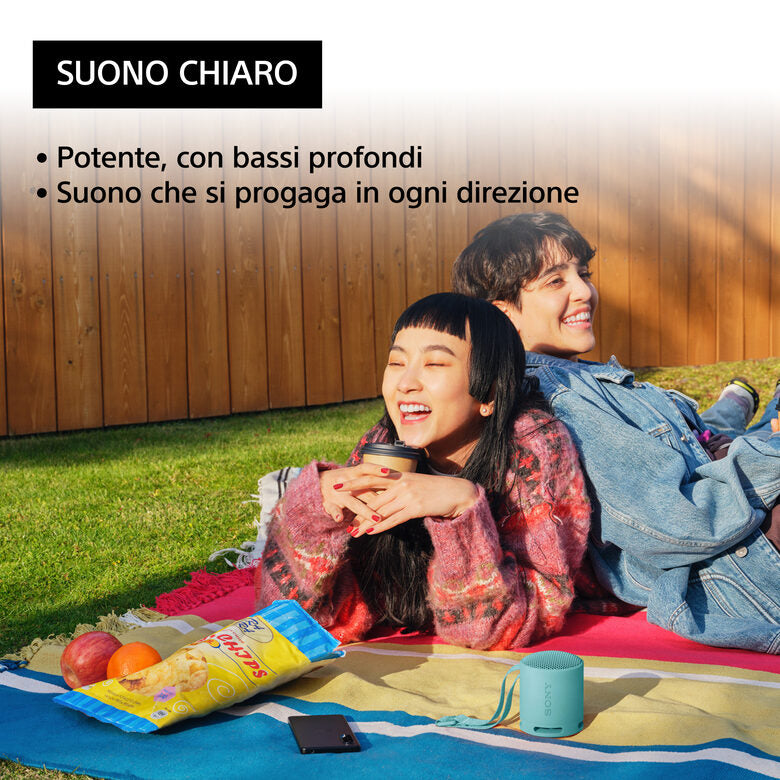 Sony SRS-XB100 - Speaker Wireless Bluetooth, portatile, leggero, compatto, da esterno, da viaggio, resistente IP67 impermeabile e antipolvere, batteria da 16 ore, cinturino versatile, chiama