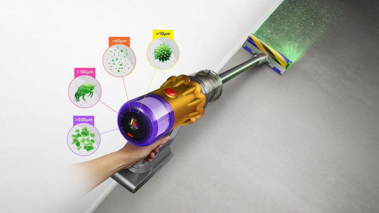 Dyson V12 Detect Slim Absolute aspirapolvere senza filo Nichel, Giallo Senza sacchetto