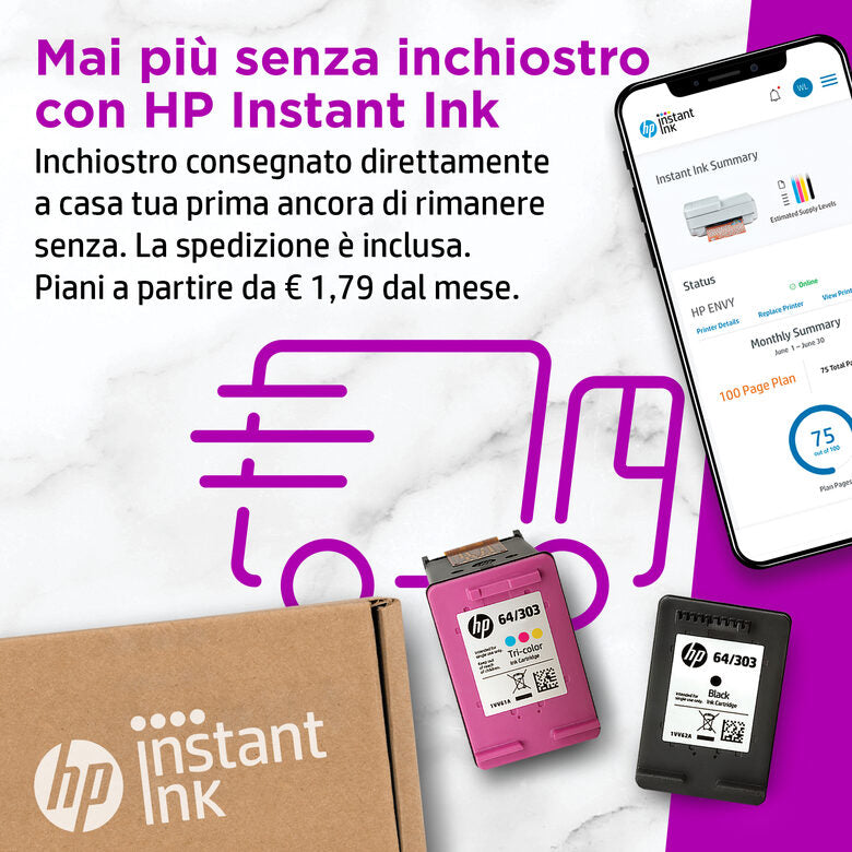 HP ENVY 6430e Wireless All-in-One Colore Stampante, Instant Ink; Fotocopiatrice, scanner