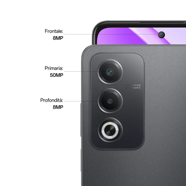 OPPO A80 5G Smartphone, AI Doppia Fotocamera 50+2MP, Selfie 8MP, Display 6.67” 120HZ LCD HD+, 5100mAh, RAM 16 GB (8+8) + ROM 256GB, IP54, [Versione Italia], Starry Black